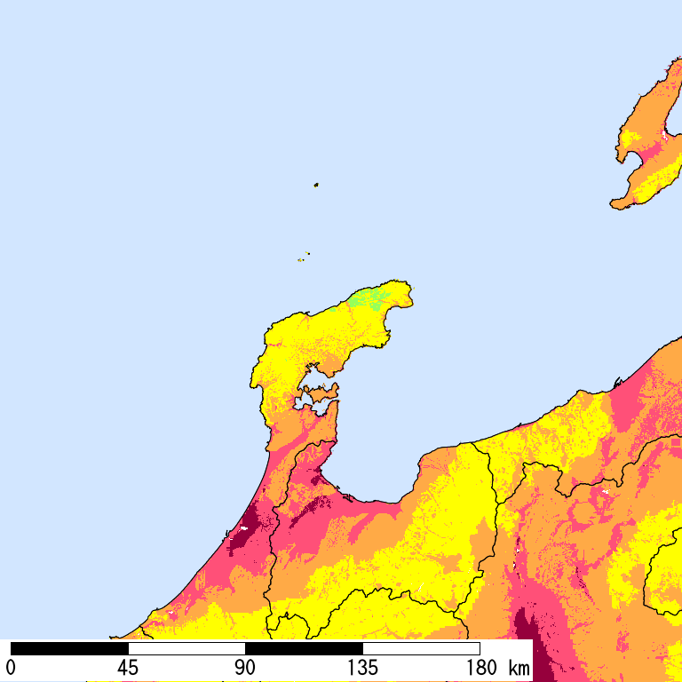 50年間超過確率2%の計測震度分布地図