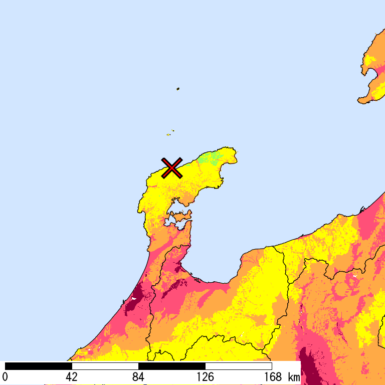 50年間超過確率2%の計測震度分布地図