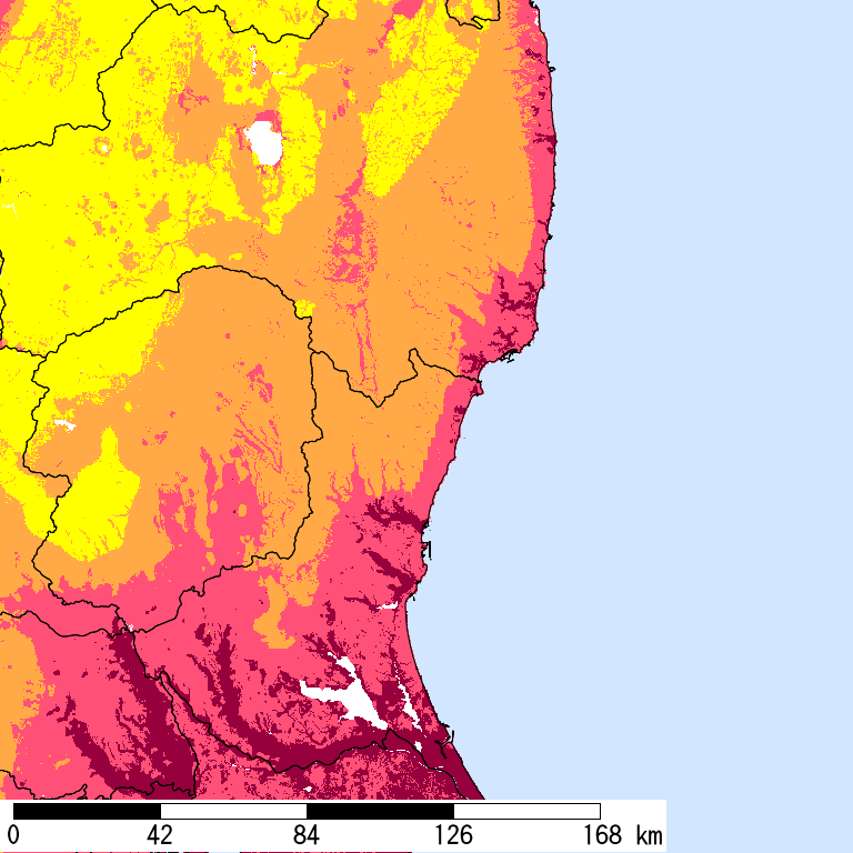 50年間超過確率2%の計測震度分布地図