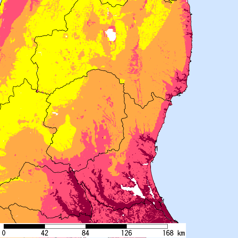 50年間超過確率2%の計測震度分布地図