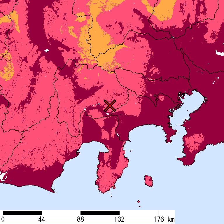 再現期間50000年相当の計測震度分布地図