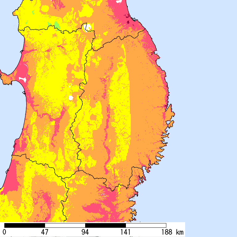 50年間超過確率2%の計測震度分布地図