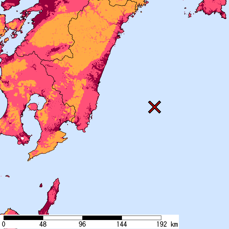 再現期間50000年相当の計測震度分布地図