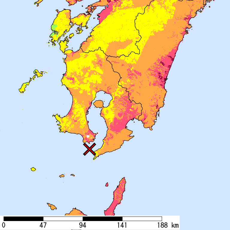 50年間超過確率2%の計測震度分布地図