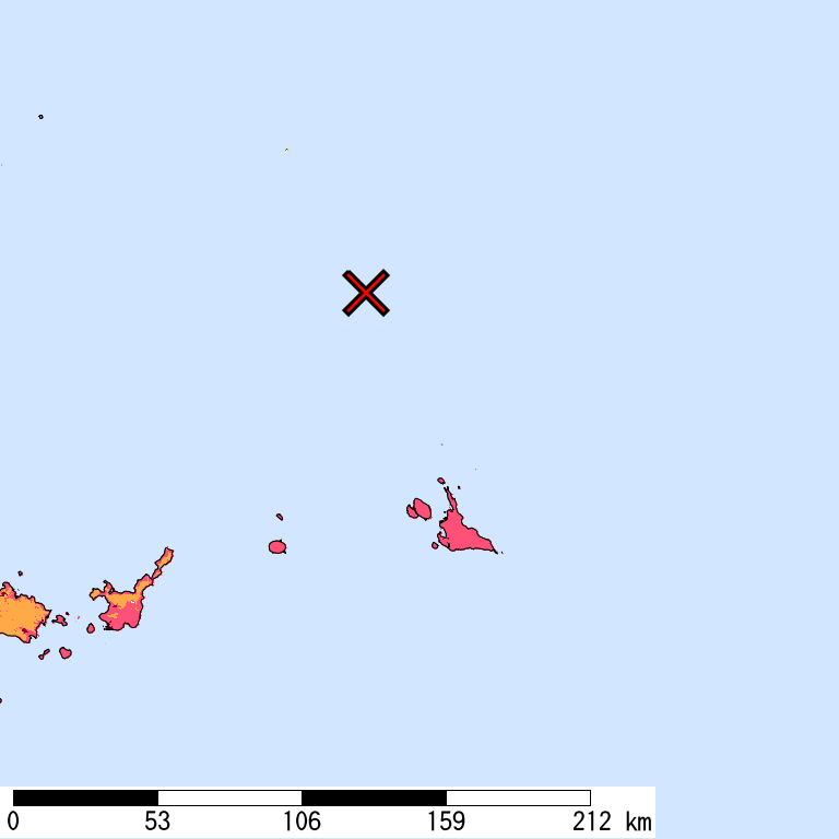 50年間超過確率2%の計測震度分布地図