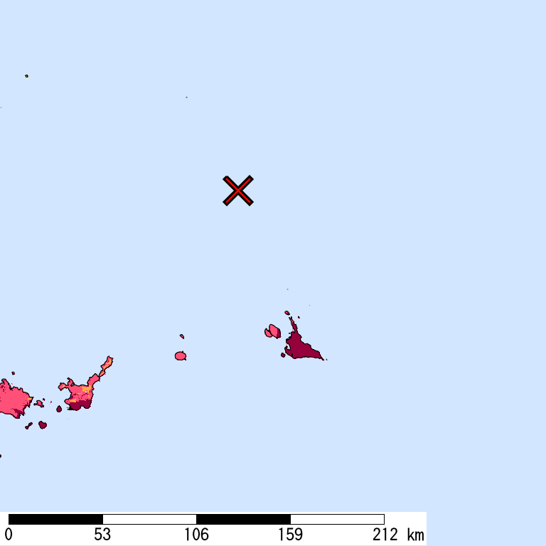 再現期間50000年相当の計測震度分布地図