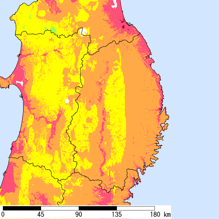 50年間超過確率2%の計測震度分布地図