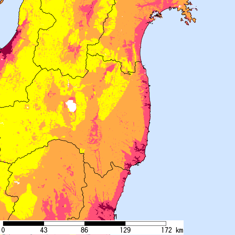 50年間超過確率2%の計測震度分布地図