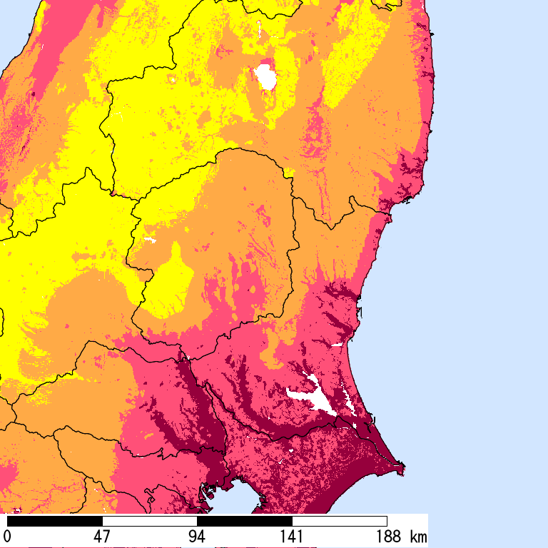 50年間超過確率2%の計測震度分布地図