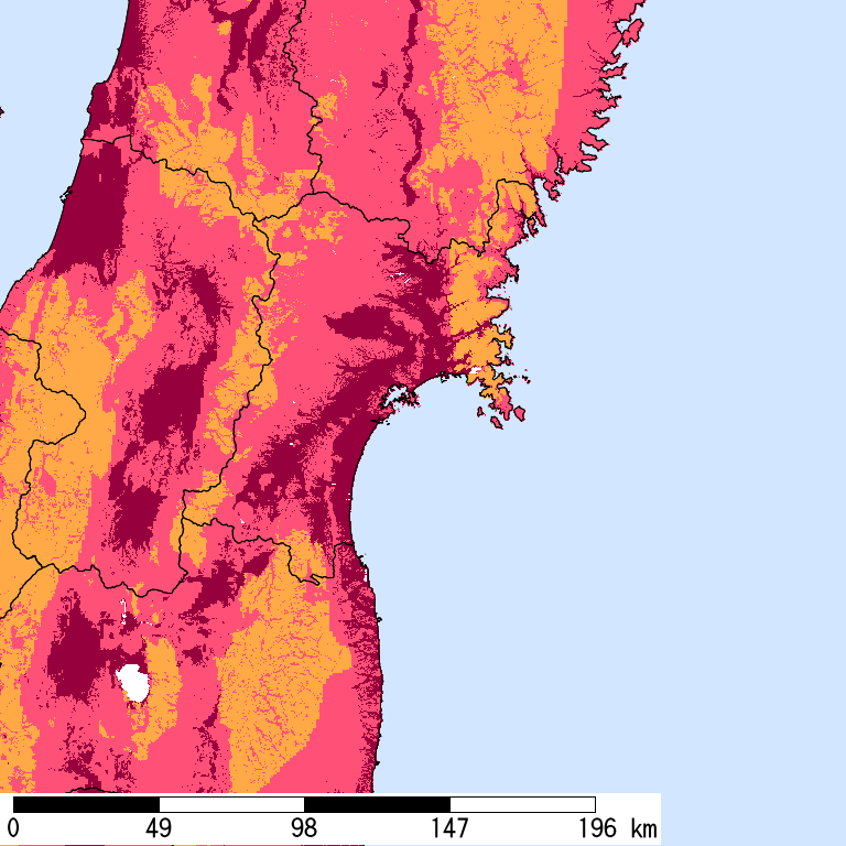 再現期間50000年相当の計測震度分布地図