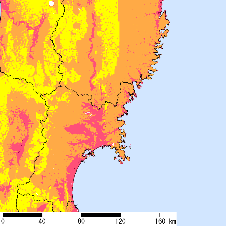 50年間超過確率2%の計測震度分布地図