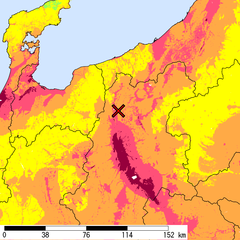 50年間超過確率2%の計測震度分布地図