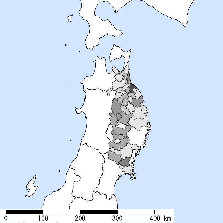 推定震度5弱以上の震度遭遇人口地図