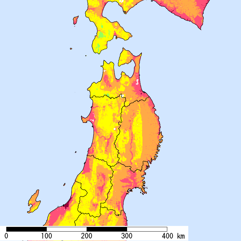 50年間超過確率2%の計測震度分布地図