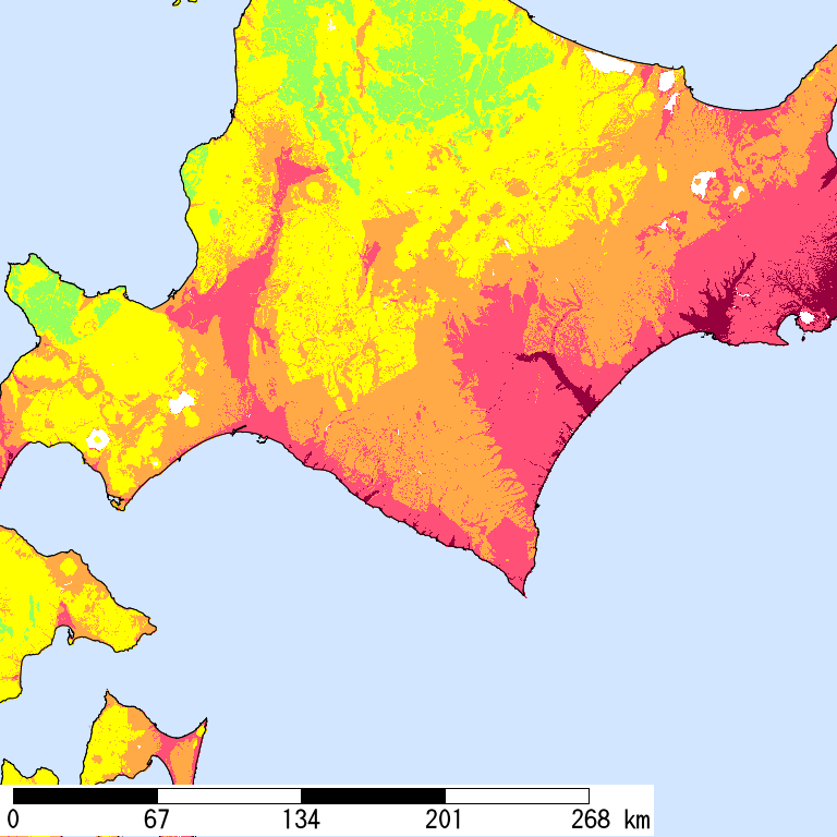 50年間超過確率2%の計測震度分布地図