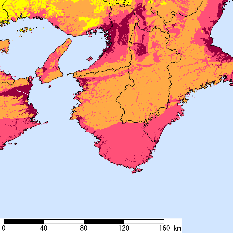 50年間超過確率2%の計測震度分布地図