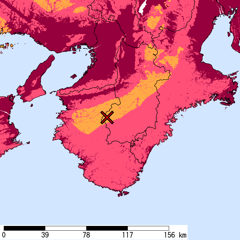 再現期間50000年相当の計測震度分布地図