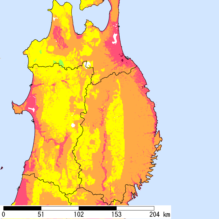 50年間超過確率2%の計測震度分布地図