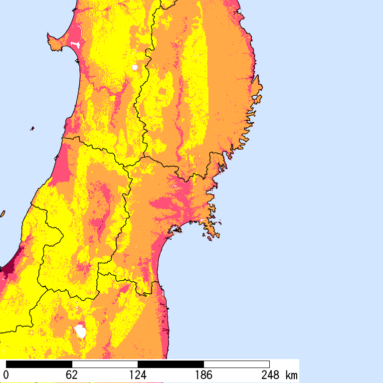 50年間超過確率2%の計測震度分布地図