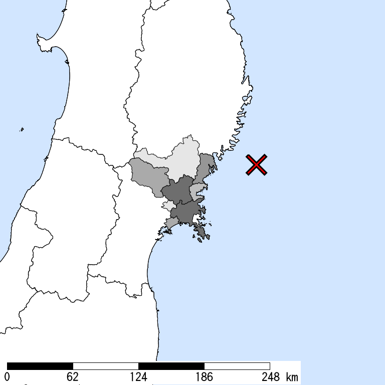 推定震度5弱以上の震度遭遇人口地図