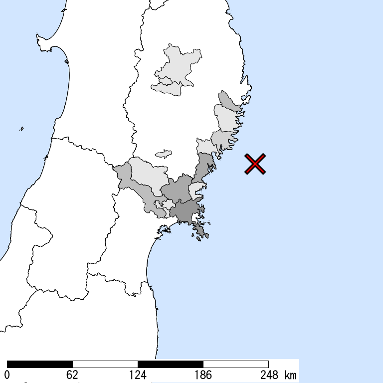 推定震度5弱以上の震度遭遇人口地図