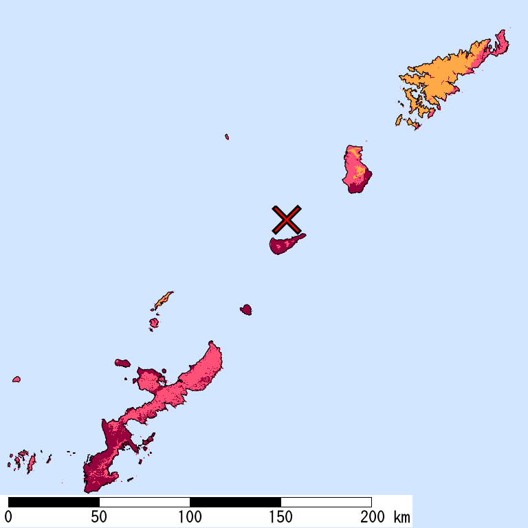 再現期間50000年相当の計測震度分布地図