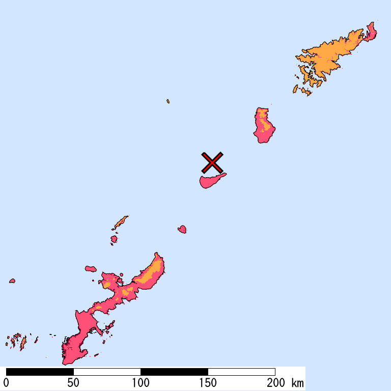 50年間超過確率2%の計測震度分布地図