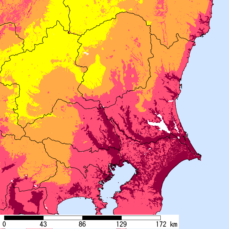 50年間超過確率2%の計測震度分布地図