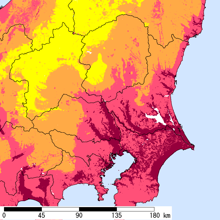 50年間超過確率2%の計測震度分布地図