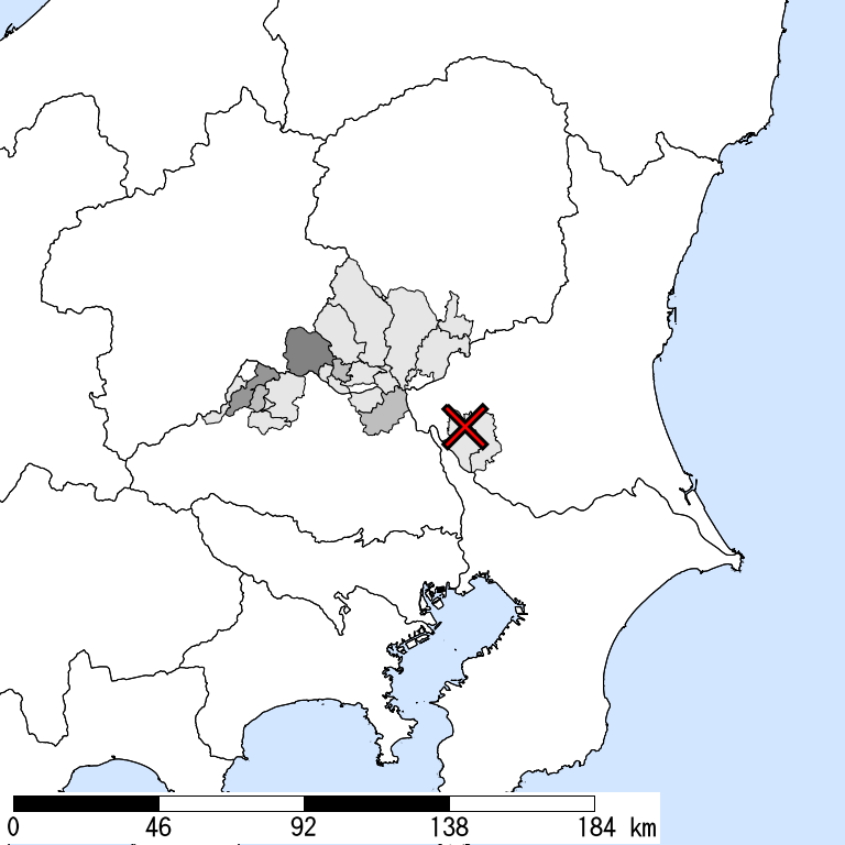 推定震度5弱以上の震度遭遇人口地図
