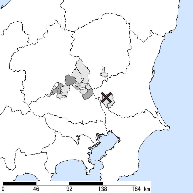 推定震度5弱以上の震度遭遇人口地図