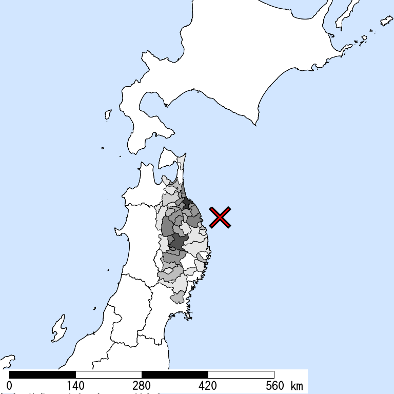 推定震度5弱以上の震度遭遇人口地図