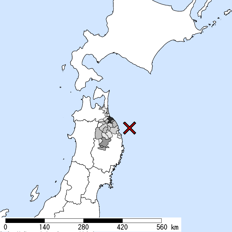 推定震度5強以上の震度遭遇人口地図