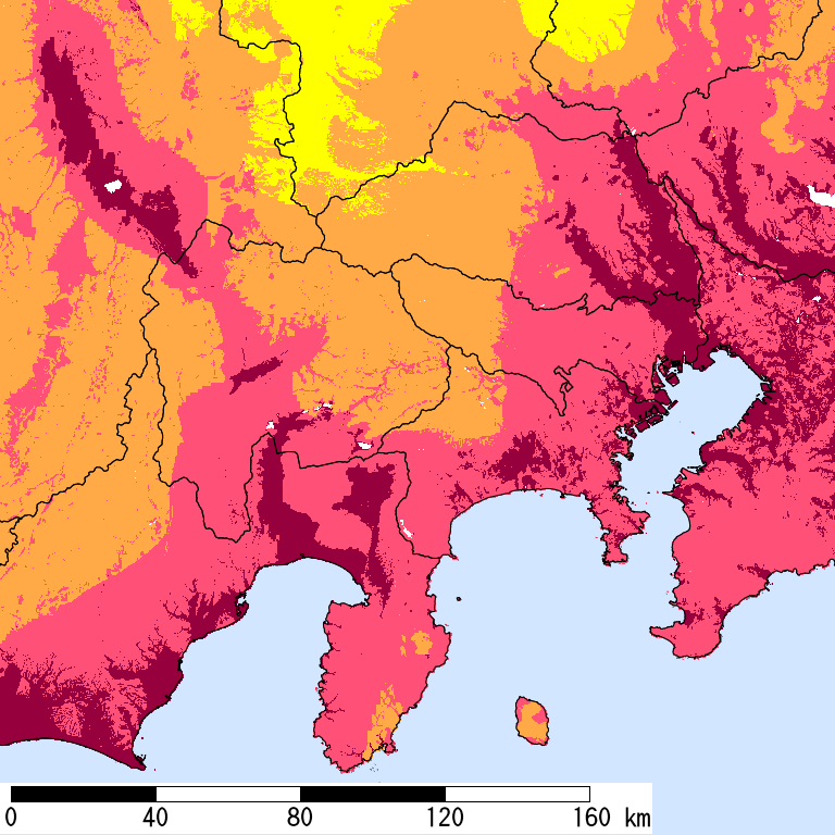 50年間超過確率2%の計測震度分布地図