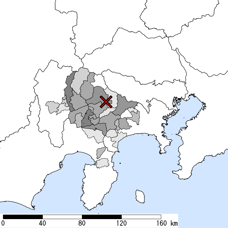 推定震度5弱以上の震度遭遇人口地図