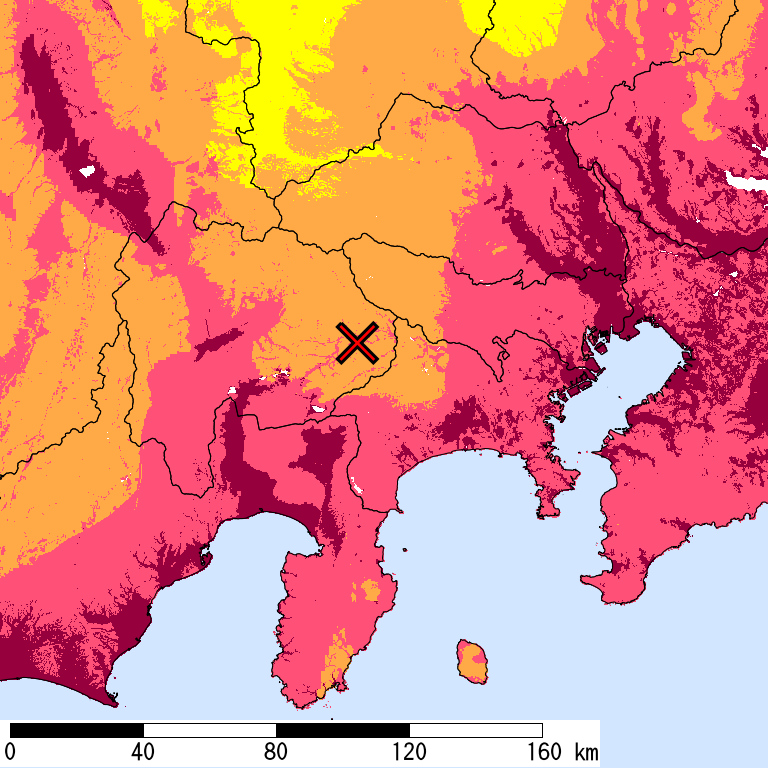 50年間超過確率2%の計測震度分布地図