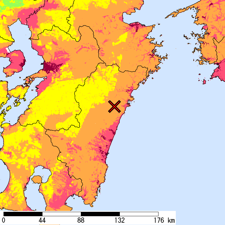 50年間超過確率2%の計測震度分布地図