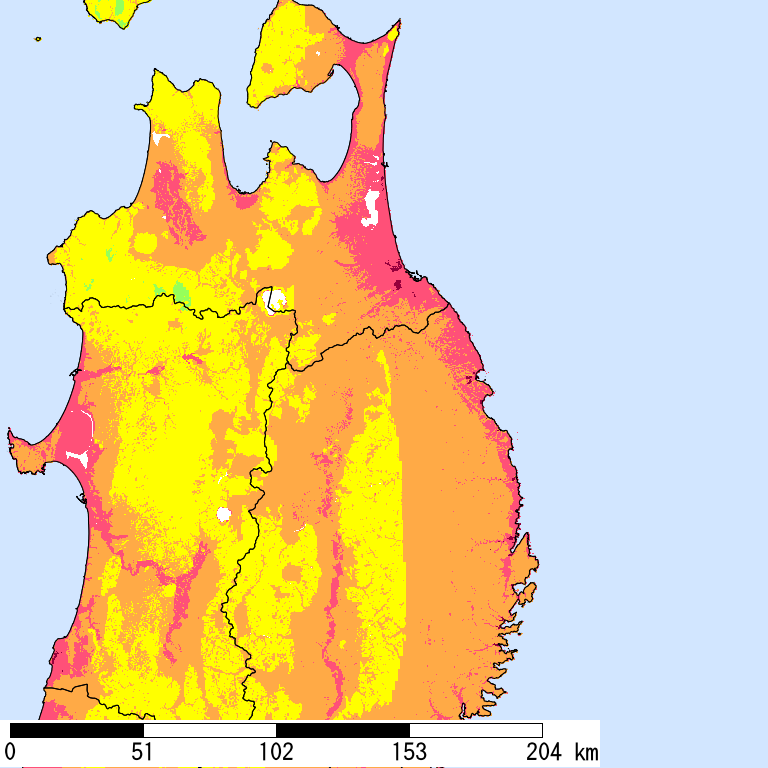50年間超過確率2%の計測震度分布地図
