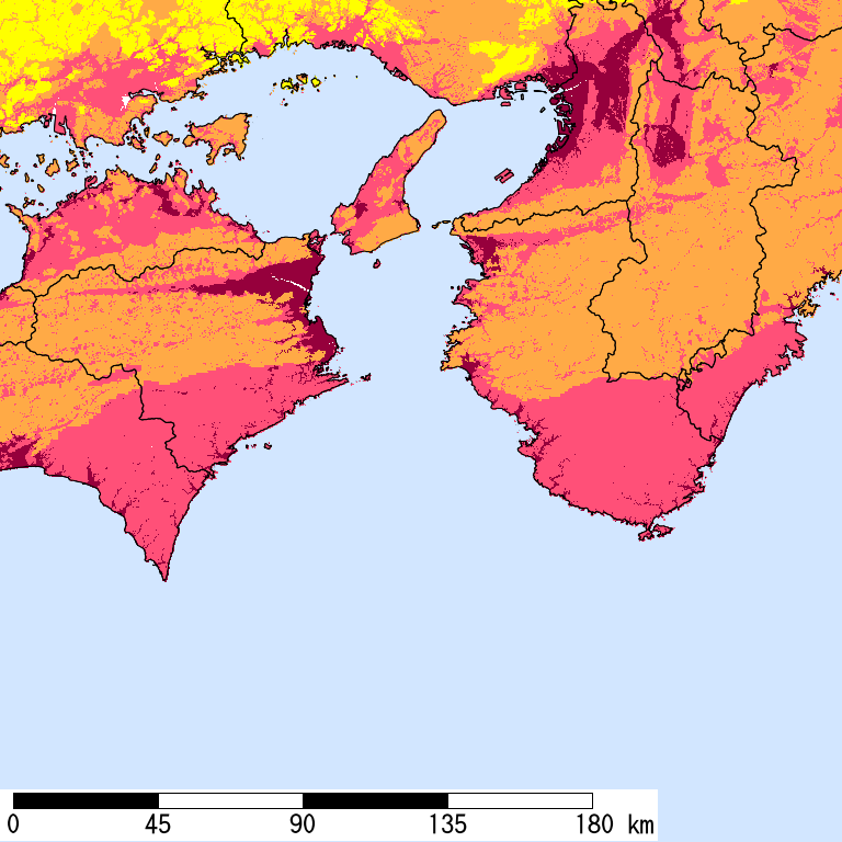 50年間超過確率2%の計測震度分布地図