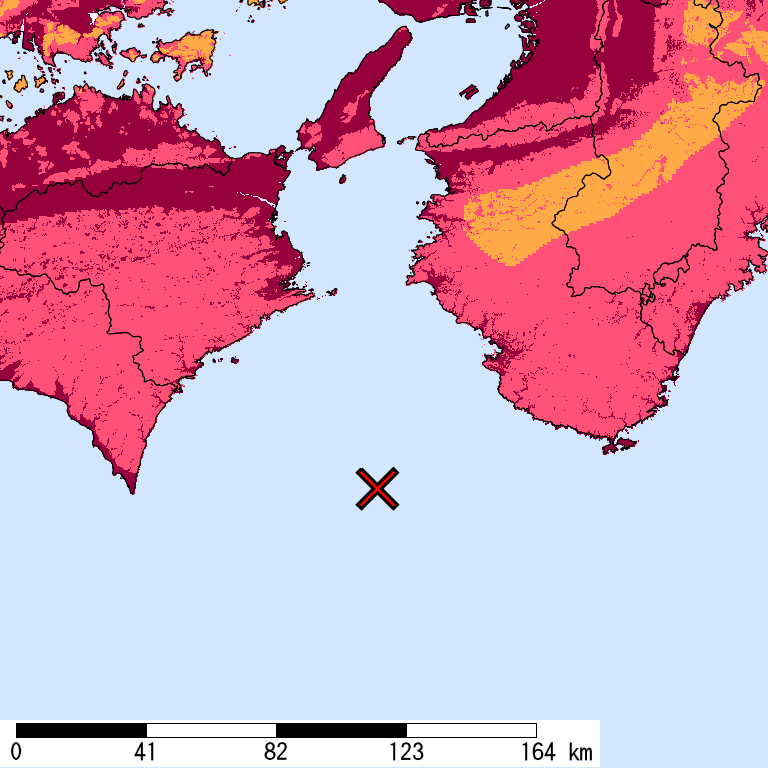 再現期間50000年相当の計測震度分布地図