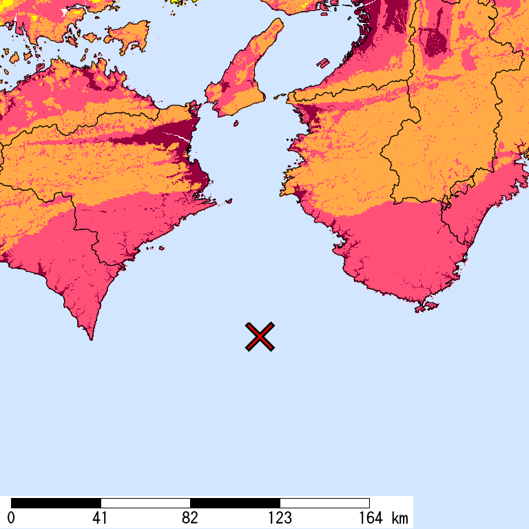50年間超過確率2%の計測震度分布地図