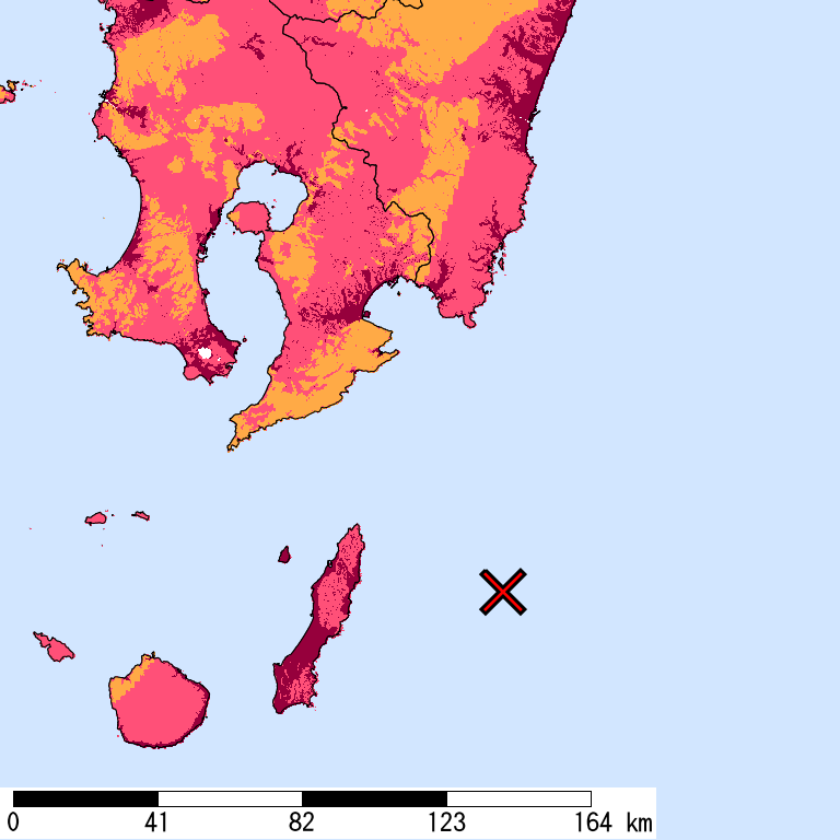 再現期間50000年相当の計測震度分布地図