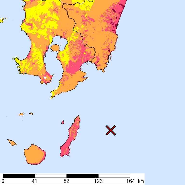 50年間超過確率2%の計測震度分布地図