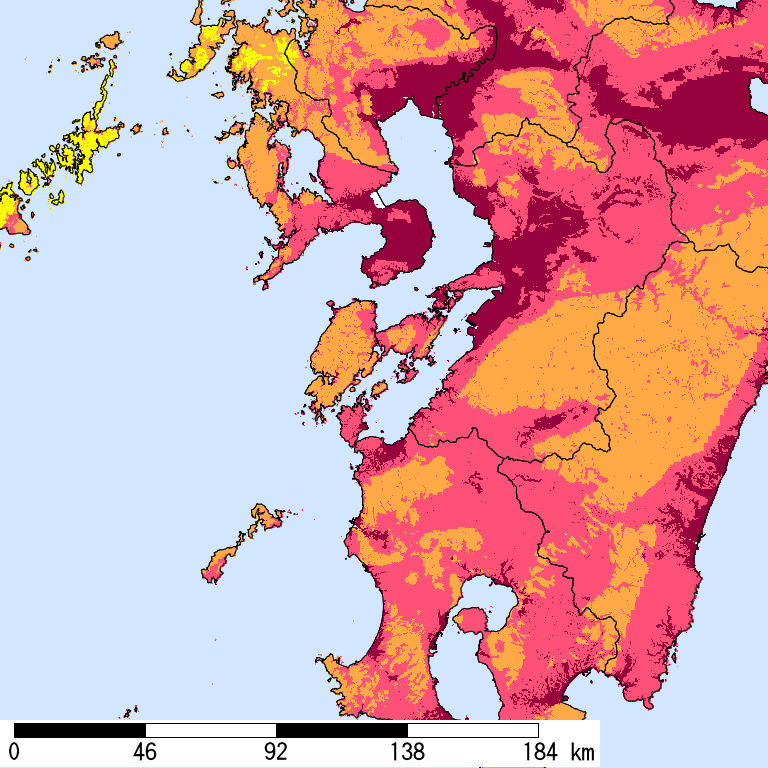 再現期間50000年相当の計測震度分布地図
