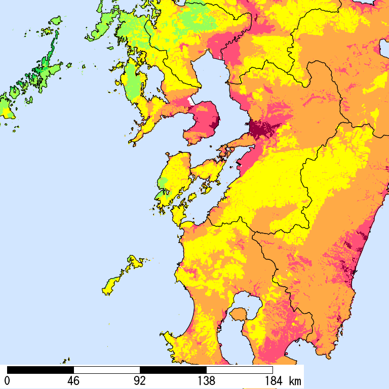 50年間超過確率2%の計測震度分布地図