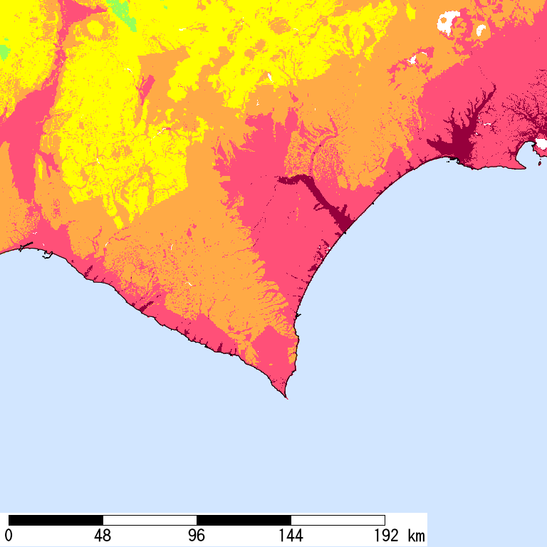 50年間超過確率2%の計測震度分布地図