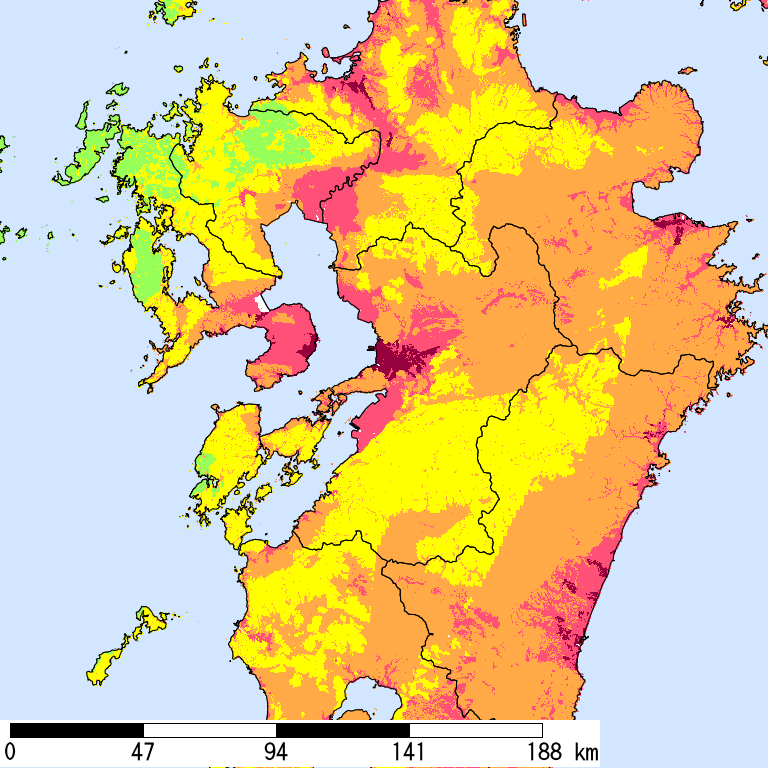 50年間超過確率2%の計測震度分布地図