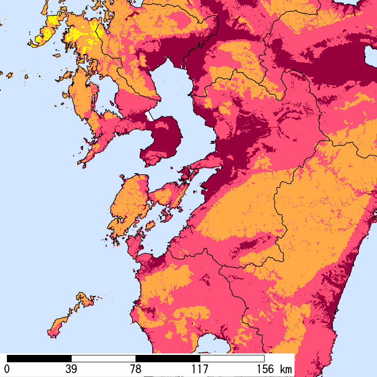 再現期間50000年相当の計測震度分布地図