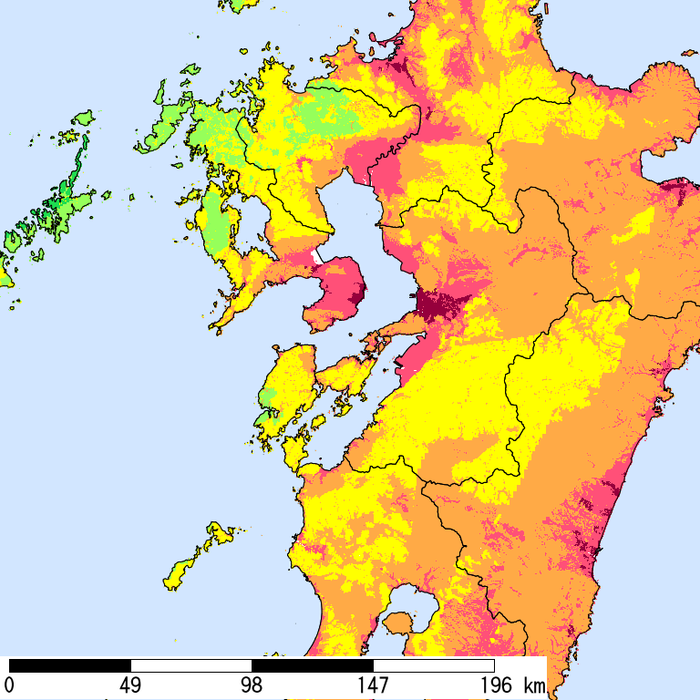 50年間超過確率2%の計測震度分布地図