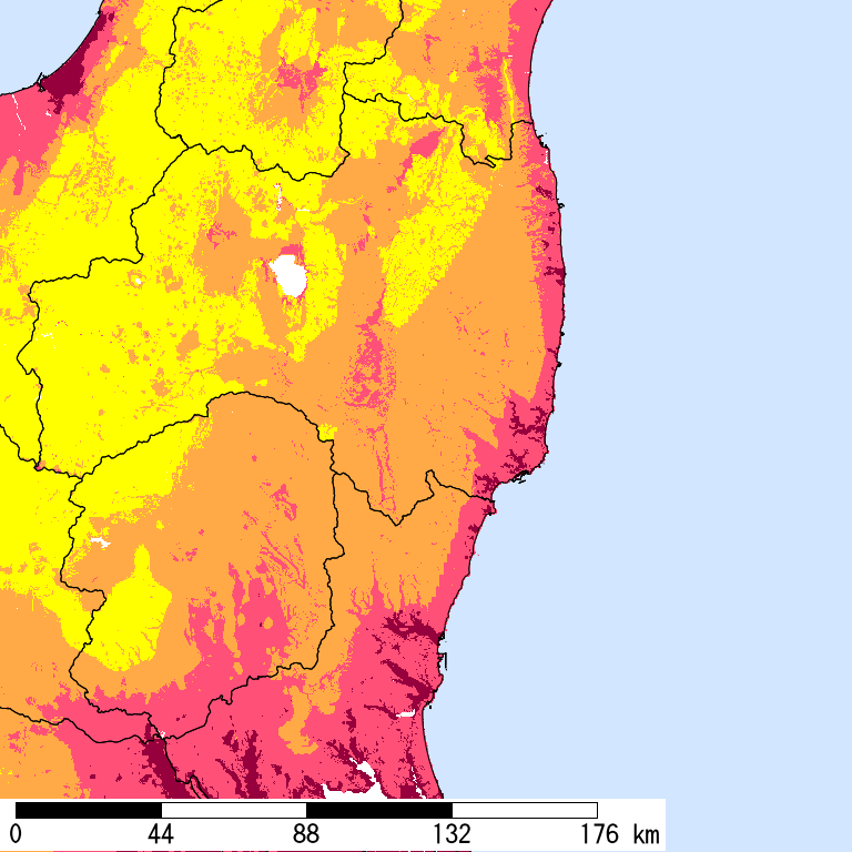50年間超過確率2%の計測震度分布地図